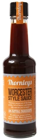 Thornleys Worcester Style Sauce | 1 Bottle x 150ml | No Additives, Preservatives, Colours, MSG, Wheat or Gluten | Suitable for Vegans | Ideal to Add to Soups, Casseroles, Stews and More