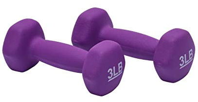 Amazon Basics Neoprene Dumbbell Hand Weights, Easy to Grip, 3 Pounds, Purple, Pair