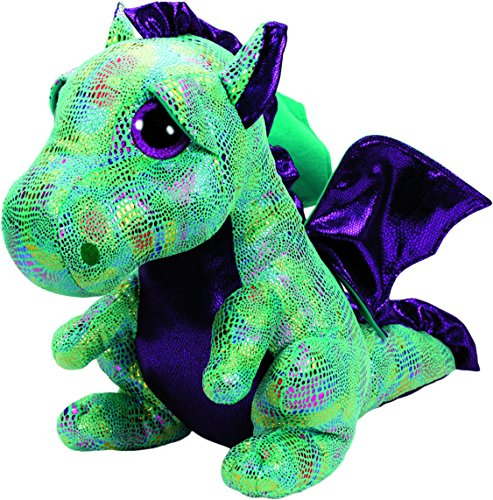 TY 37099 - Cinder - Drache Pluschtier mit Glitzeraugen Glubschi's Beanie Boo's, 42 cm, grün