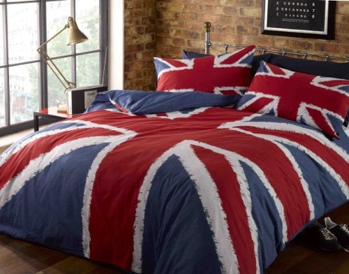 Rock N Roll Doppelbettbezug Funky Union Jack, Bettwäsche-Set, Baumwolle und Polyester, Mehrfarbig, Doppelbett