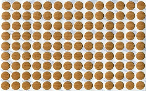 KwikCaps® PVC Ellmau Buche Selbstklebende Schrauben-Abdeckungen Abdeckkappen Nägel Cam flach [126 Stk. x 13 mm Durchmesser]