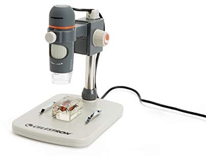 Celestron 44308 Handheld Digitalmikroskop Pro, 20- bis 200-fache Vergrößerung, Grau/Weiß