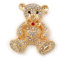 Plaqué or cristal Ours en peluche avec nœud et cœur Broche – 45 mm de diamètre