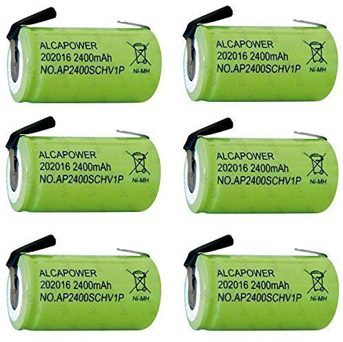Set di 6 Batterie Ricaricabili Accumulatore Ni - MH SC 1,2V 2400mAh - T. a Saldare (Confezione da 6 Batterie)