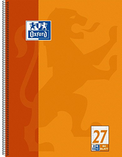 Oxford 100050360 Collegeblock, A4+, liniert / Rand li. + re. / 4-fach gelocht / Mikroperforation, 80 Blatt, 20er Pack, orange
