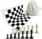 SchachQueen - E610 - Scacchi scacchiera e pezzi e sacchetto di Cotone - Bianco e Nero - Altezza re 97 mm e Campo 57 mm