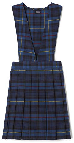 French Toast Little Girls' Plaid V-neck Jumper, Blue/Red Plaid, 5