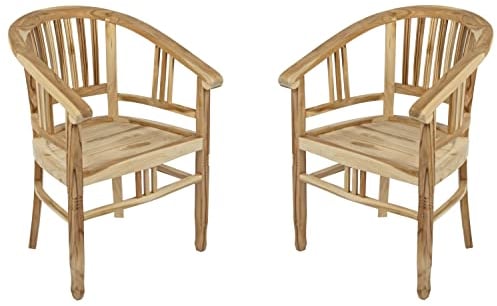2er Spar-Set Gartenstuhl Sessel aus Teak Holz mit Armlehnen Moreno Braun