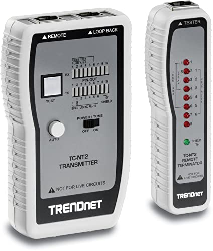 TRENDnet, TC-NT2, Tester per Cavi di Rete, Tests Ethernet, USB and BNC Cables, Accurately Test Pin Configurations up to 300m (984 ft)