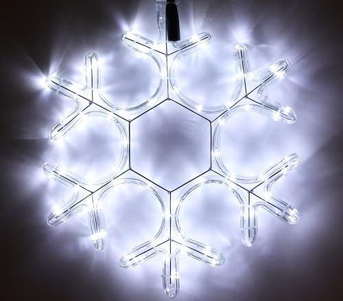 Christmas Concepts® 39cm (15) Rope Light Snowflake with White LED Twinkling Bulbs - Christmas Lighting - 3m Cable