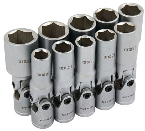 Sockets With Universal Joints Deep (Chrome Vanadium) 3/8in. Drive 10pc 10-19mm 1 Pack/S