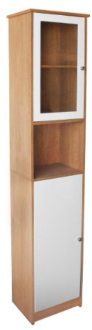 Premier Housewares Floorstanding Cabinet with Oak Effect/High Gloss, 189 x 40 x 30 cm - White