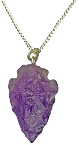 Luck Trader Amethyst handgeschnitzten Pfeilspitze Anhänger mit Silber vergoldet Kette
