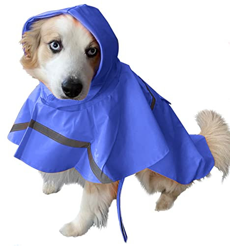 OCSOSO Hundemantel Regendicht Hundejacke mit Kapuze für Kleine und Mittelgroße Hunde, Verstellbarer Regen Mantel Hund Regenjacke, Hunderegenmantel Regenmantel für Hundewelpen/Katzen/Kätzchen (Blau S)