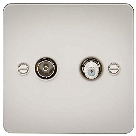 Knightsbridge FP0140PL FP0140 FPAV0140PL Flat Plate Tv & Sat Tv Outlet (Isolated) -Pearl, 230 V