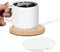 Hongjingda café con Juego Tazas - Taza eléctrico Taza café con Base bambú,Taza café con Taza y Tapa para Escritorio, Taza café
