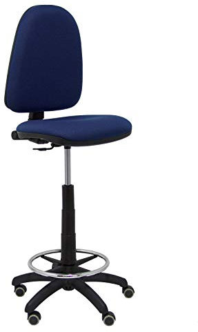 Piqueras Y Crespo T04CP Ayna bali- Taburete ergonómico, regulable en altura, aro reposapiés y ruedas de parquet, 100/123x46x40 cm, Azul marino