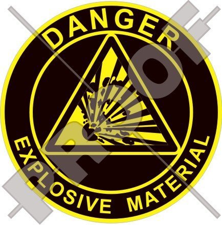 Explosive Material Explosion Danger Warning, Sicherheitsschild, 75 mm, Vinyl-Aufkleber, Aufkleber