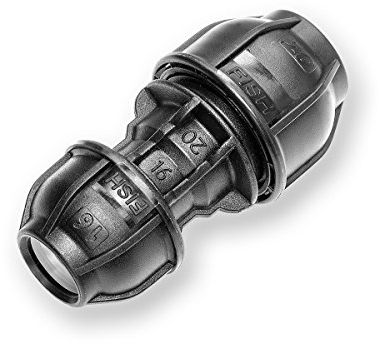 PE Kupplung reduziert 20mm x 16mm Druck 10bar Verschraubung für PE-Rohren 20-B