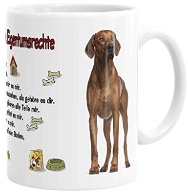 Merchandise for Fans Becher aus Keramik - 330 ml Motiv: Rhodesian Ridgeback mit Spruch Eigentumsrechte (01)