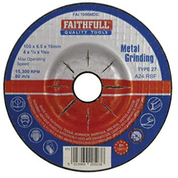 Faithfull FAI1006MDG Metal Grinding Disc Depressed Centre 100 x 6.5 x 16