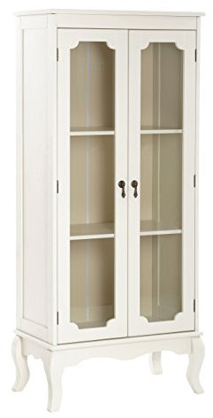 Premier Housewares Marcella Cabinet with 2-Glass Doors, Ivory