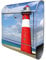 banjado® Design Briefkasten mit Leuchtturm Westkapelle 38,5x46,5x13cm & 2 Schlüssel - Briefkasten Stahl Silber mit Zeitungsfach pulverbeschichtet - Postkasten A4 Einwurf inkl. Montagematerial