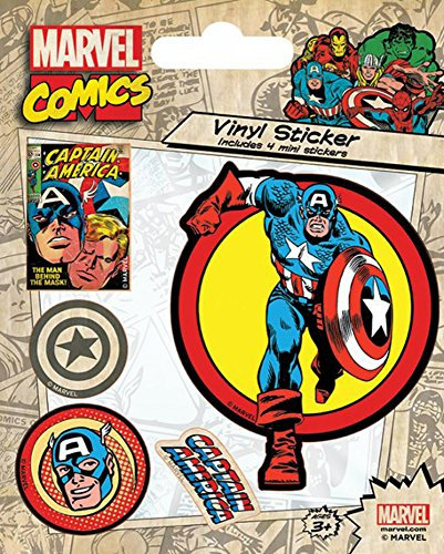 empireposter Marvel Comics Captain America Retro Stickerset Set mit 5 Sticker Aufkleber 10x12,5 cm