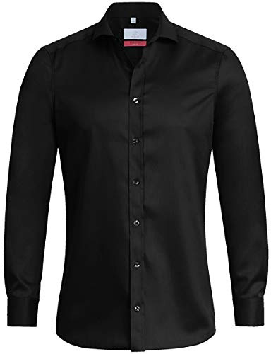 GREIFF Größe 41/42 Corporate Wear Premium Herren Hemd Slim Fit Langarm Schwarz Modell 6763