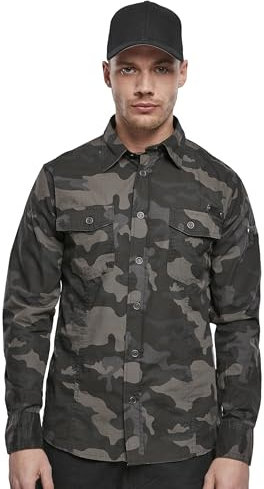 Brandit Slim Fit Shirt Long Sleeve, color: darkcamo, size: L