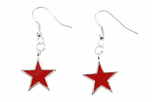 Miniblings Stern Sterne Ohrringe Hänger Weihnachten Star rot versilbert | In Berlin von Hand montierter Ohrschmuck, mit Emaille und Kuba