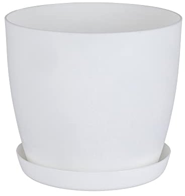 Home Garden Ornaments Plant Pots Indoor, Indoor Plant Pot - Decorative Flower Pots with Mat Surface and Plant Pot Saucer (Diameter: 18cm, Colour: White)