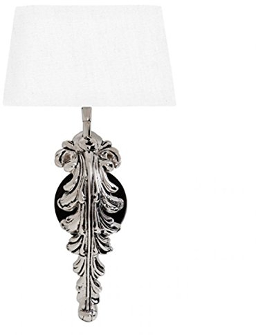 Casa Padrino Jugendstil Wandleuchte Silber/Weiss Höhe 47 cm, Breite 25 cm, Tiefe 18 cm Luxus Qualität - Leuchte Lampe - Barock