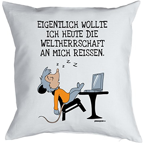 Nerd Kissen <-> WELTHERRSCHAFT <-> ultimatives Geschenk für Computer-Freaks, Goodman Design®Weiss