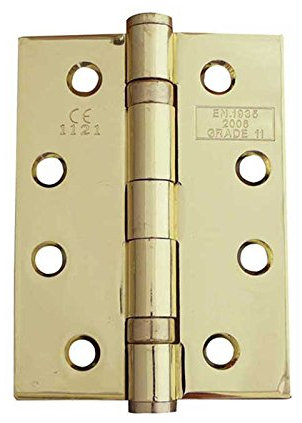 Ball Bearing Fire Door Hinges Polished Brass - 1 Pair (2 Hinges) - 4 Inch 102mm CE11 Grade