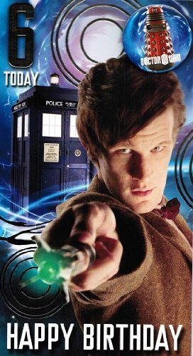 Doctor Who Age 6 Birthday Card with Badge by Portico