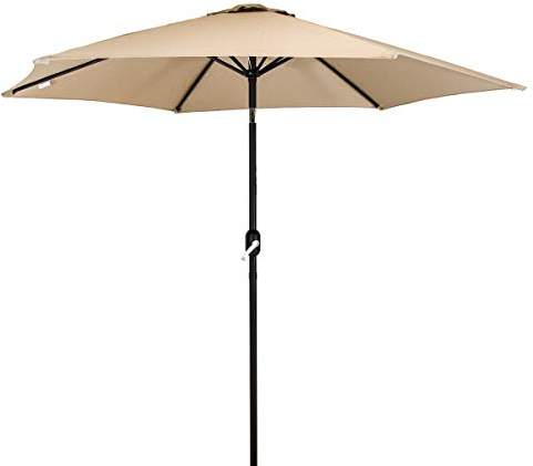 CHARLES BENTLEY Patio Parasol Umbrella with Crank Tilt, Beige 2.7m