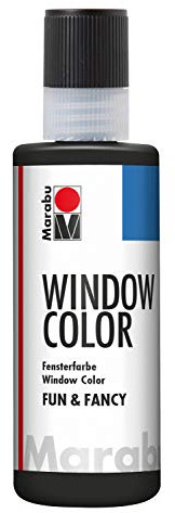 Marabu 04060004873 - Window Color fun & fancy, Konturenfarbe soft schwarz 80 ml, auf Wasserbasis, ablösbar auf glatten Flächen wie Glas, Spiegel, Fliesen und Folie
