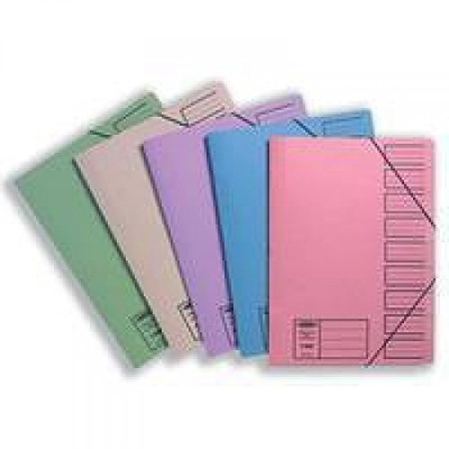 Concord Compartment File Indexing Elasticated 450gsm 9-Part Foolscap Assorted Ref 19099 [Pack of 10]