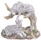GSC Dekofigur Tigerpaar ruhend, Polyresin, 17,8 cm, Weiß