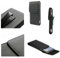 DFV mobile - Leather Flip Belt Clip Metal Case Holster Vertical for Intex Aqua Qwerty - Black
