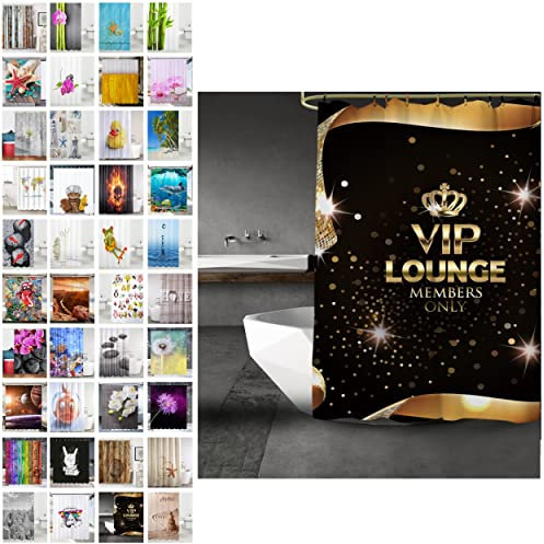 Sanilo Rideau de Douche, Large Choix de Beaux Rideaux de Bain, Haute qualité, 12 Anneaux Inclus, Imperméable, Effet Anti-moisissures (180 x 200 cm, VIP Lounge)