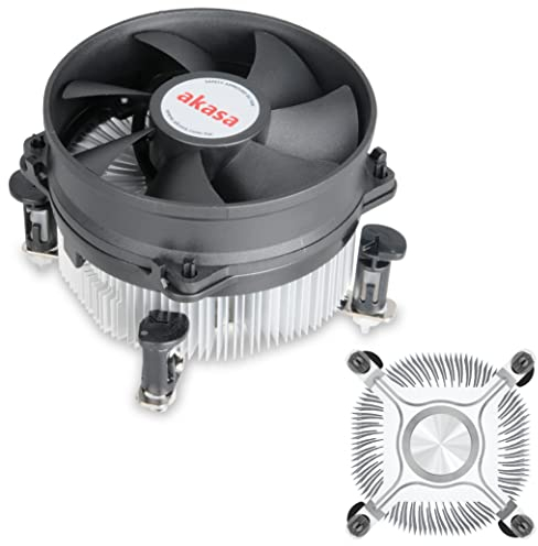 Akasa Dual Socket Aluminium CPU Cooler | Low Noise 92mm PWM Fan | Heatsink with Aluminium Core | Pre-applied Thermal Compound | Designed for LGA 775/1200/115X | AK-CCE-7104EP