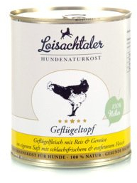 Loisachtaler Geflügeltopf Nassfutter Hund Karotten Erbsen Reis 800g 6 Dosenn