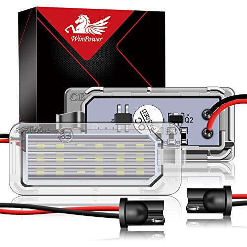 WinPower LED Kennzeichenbeleuchtung Glühbirnen Nummernschildbeleuchtung Lampe 3582 SMD mit CanBus Fehlerfrei 6000K Xenon kaltweiß Super hell für 12V PKW, 2 Stücke