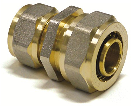Pipetec Schraubfitting Kupplung Übergang 20x2 16x2 mm Verbinder Reduzierung für Mehrschicht-Verbundrohr, DVGW, UBA-konform, bis max.100°C