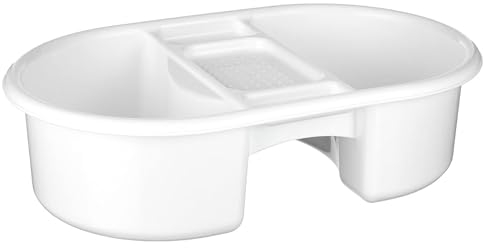 Universal Waschschüssel - Waschbecken mit 2 getrennten Waschkammern und Seifenablage für Zeitersparnis und Ordnung im Badezimmer, für Wickeltisch, Babypflege, Seniorenpflege - 4 Liter - weiß