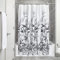 iDesign Anzu Fabric Shower Curtain, Polyester Shower Screen with Garden Pattern Design, Grey,183 x 183 cm
