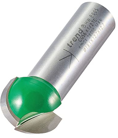 Trend Cavetto Router Cutter, 1/2 Inch Shank, 9.5mm Radius, TCT | Precision Cavetto Cutter With 1/2 Inch Shank, 9.5mm Radius And 19.1mm Cut Diameter, Tungsten Carbide Tipped, C056X1/2TC