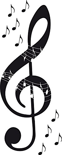 GRAZDesign Wandtattoo Musik Wohnzimmer Jugendzimmer Musikraum | Wandaufkleber Notenschlüßel - 75x30cm / 070 schwarz